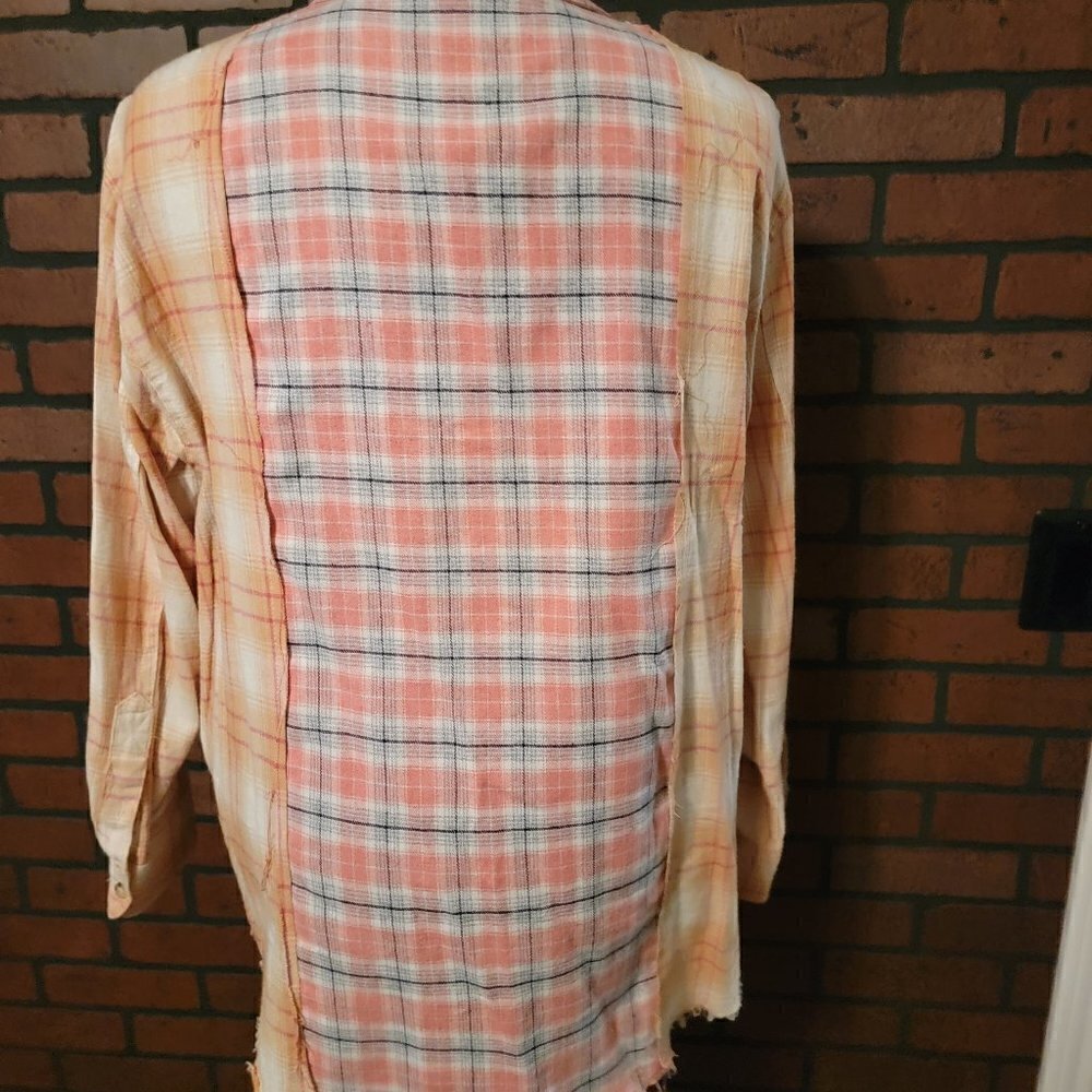 Papermoon Patchwork Oversized Plaid Flannel Butto… - image 2